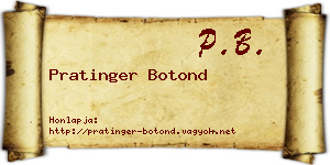 Pratinger Botond névjegykártya